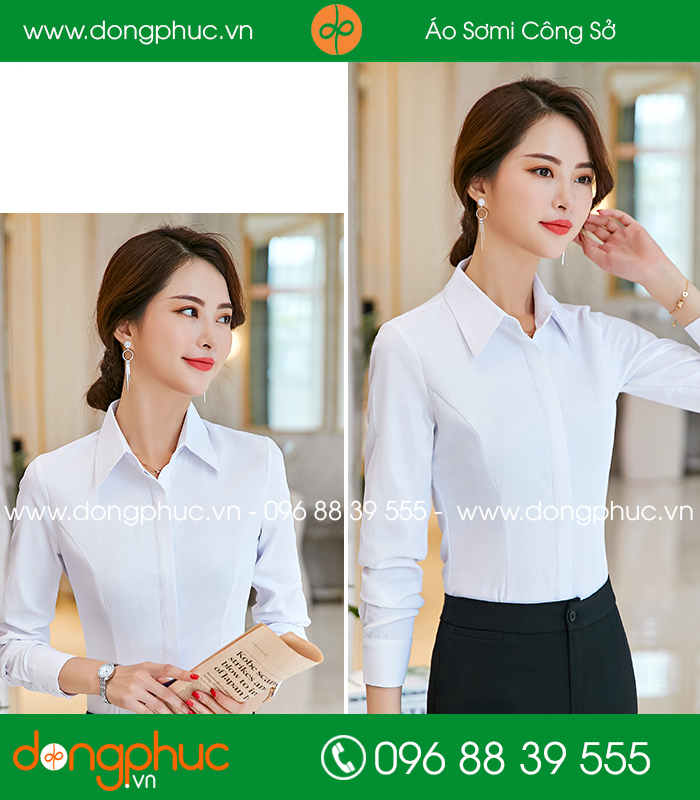 Đồng phục áo sơ mi màu trắng quần đen